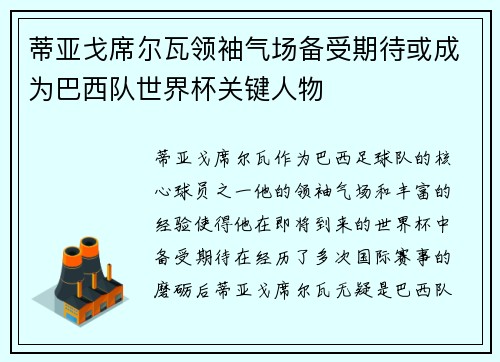 蒂亚戈席尔瓦领袖气场备受期待或成为巴西队世界杯关键人物